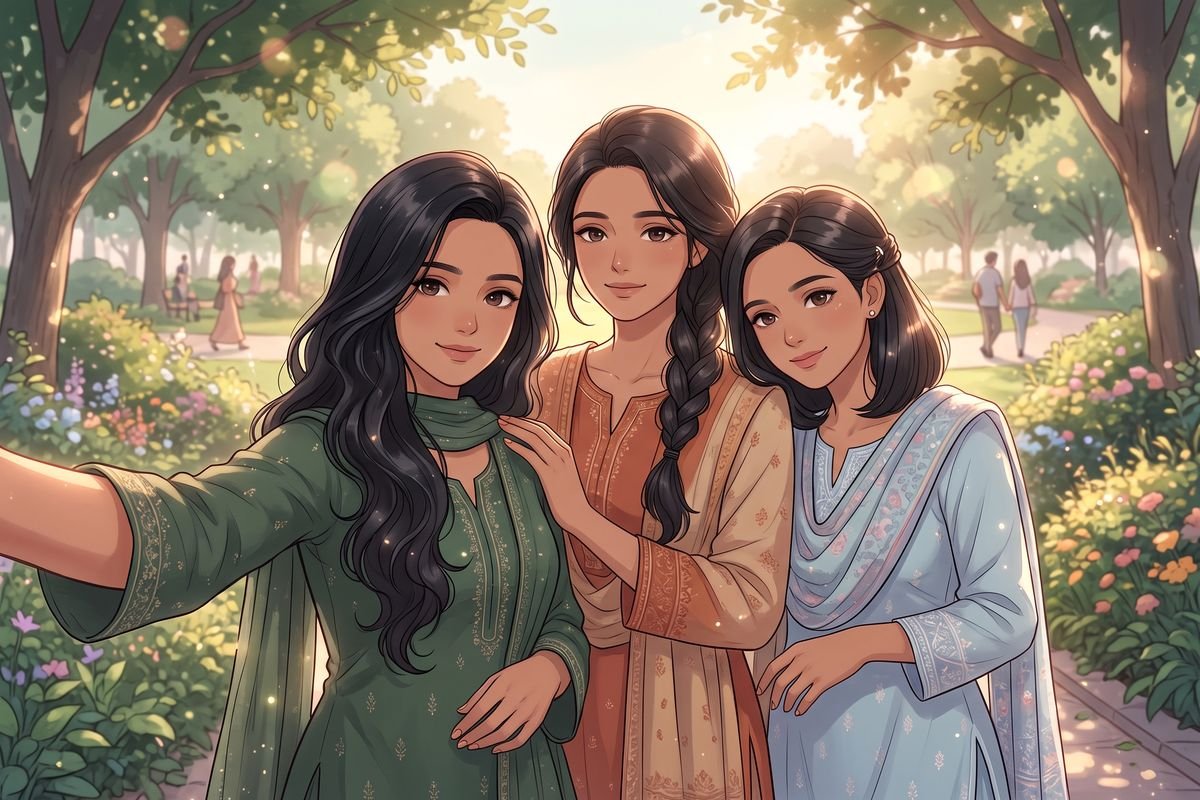 তিন বোনের একসাথে সেলফি