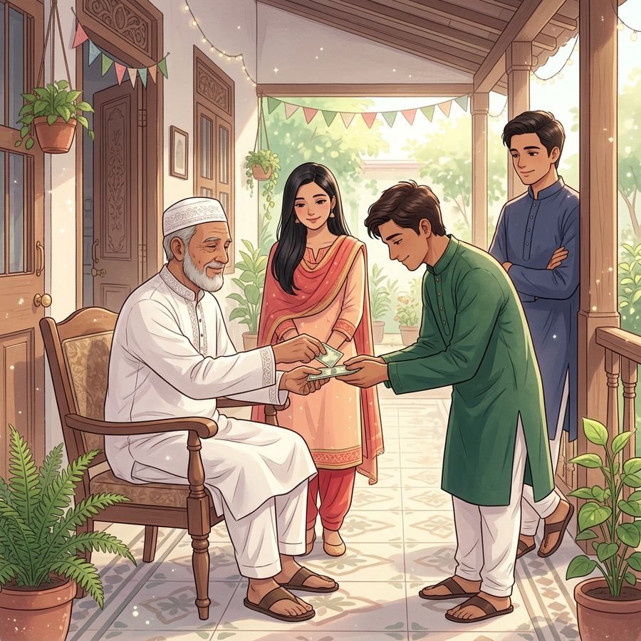 পরিবারের সাথে ঈদের সালামি