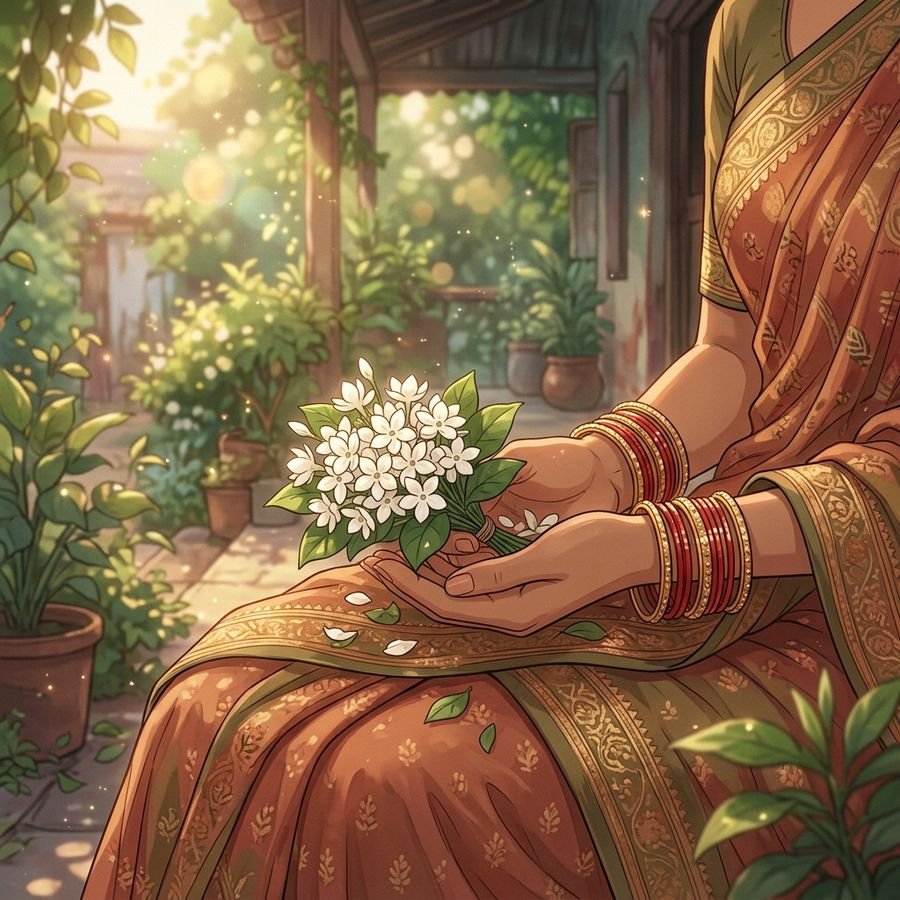 হাতে ফুল নিয়ে ছবি
