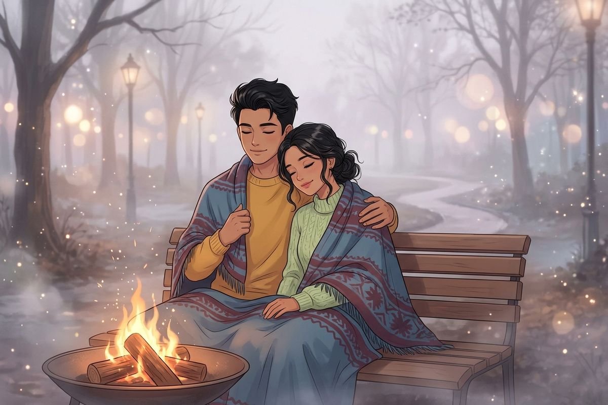 শীতের রোমান্টিক মুহূর্ত – এক চাদরে দুজন