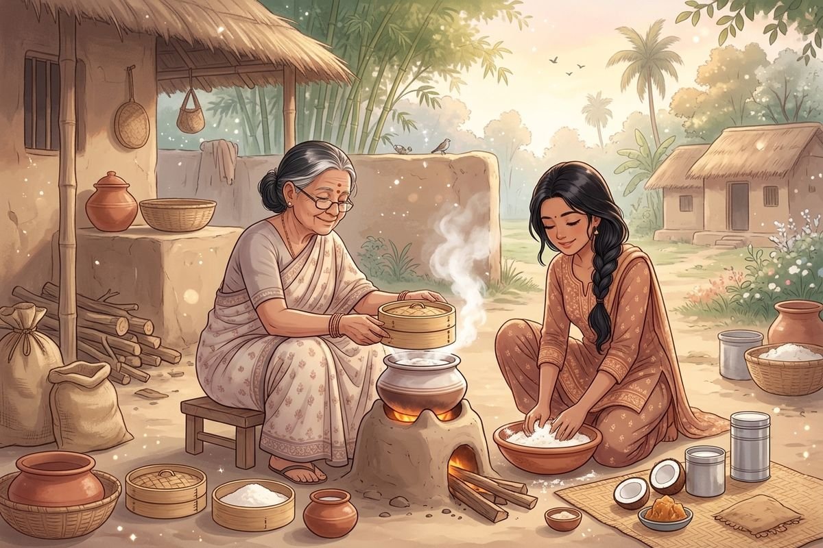 শীতের পিঠা – মাটির চুলায় ভাপা পিঠা